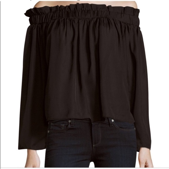 Black Off The Shoulder Shear Top Blouse by Lucca Size Large NWT Whimsy Goth - Picture 1 of 7